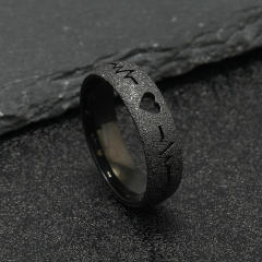 Creative hollow out heart heartbeat frosted stainless steel rings band