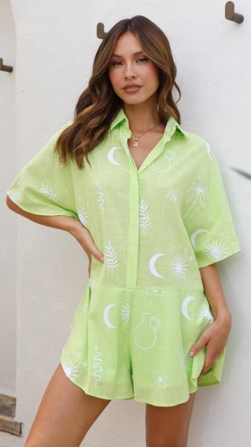 Summer design casual pattern loose rompers jumpsuit