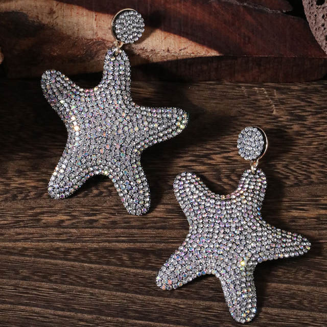 Ocean series diamond starfish dangle earrings
