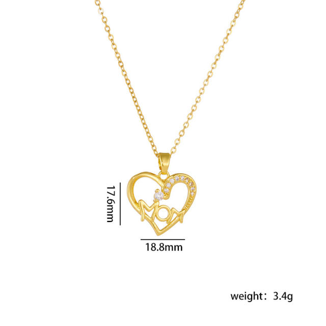 Mother's day heart pendant dainty stainless steel chain necklace