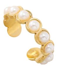 Elegant pearl diamond statement diamond stainless steel rings