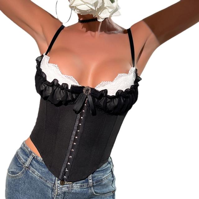 Sexy lace white black color corset tops