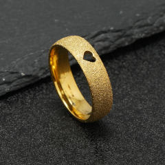 Creative hollow out heart heartbeat frosted stainless steel rings band