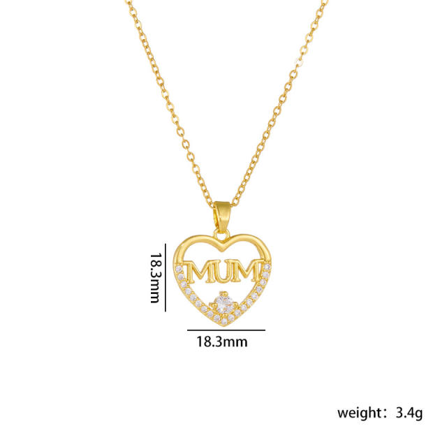 Mother's day heart pendant dainty stainless steel chain necklace