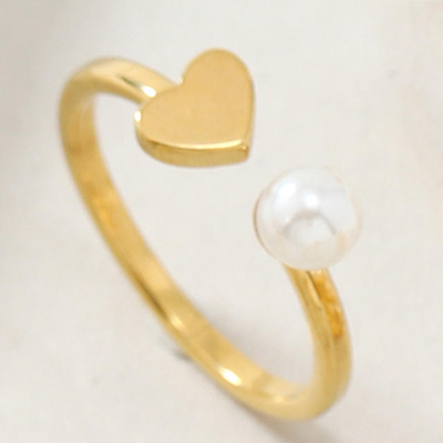 Elegant pearl diamond statement diamond stainless steel rings