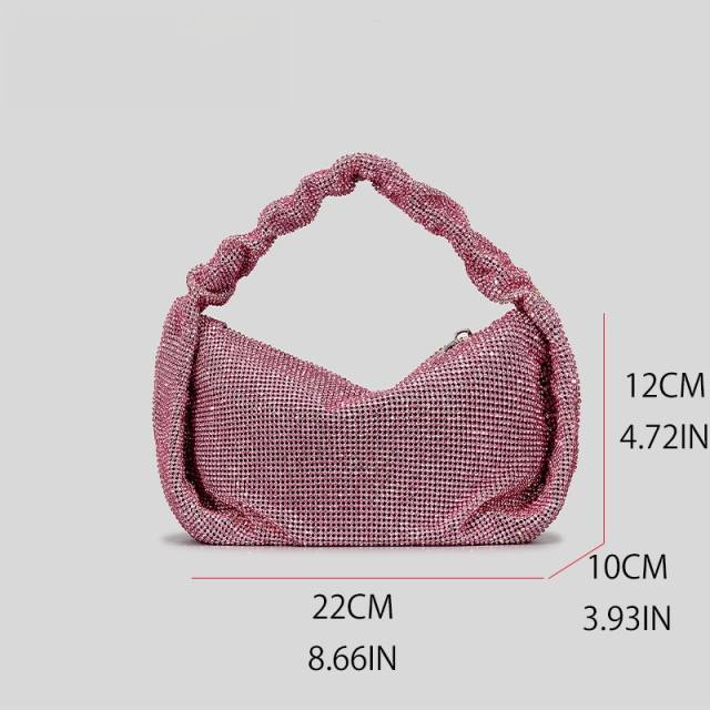 Luxury full diamond pink color women handbag