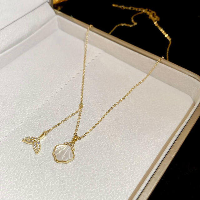 Real gold plated mother shell heart dainty necklace