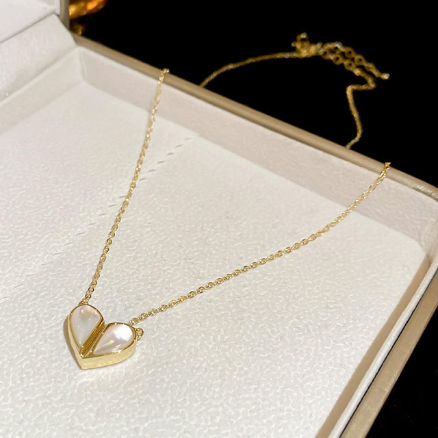 Real gold plated mother shell heart dainty necklace
