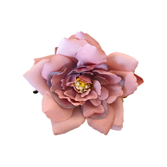 Vintage spring fabric rose flower hair claw clips