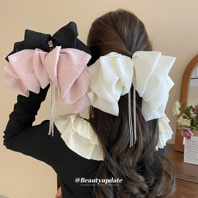 Super elegant oversized layer bow french barrette hair clips