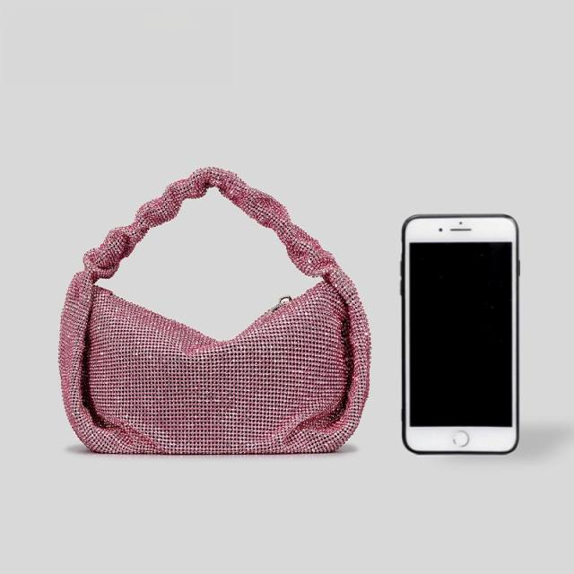 Luxury full diamond pink color women handbag
