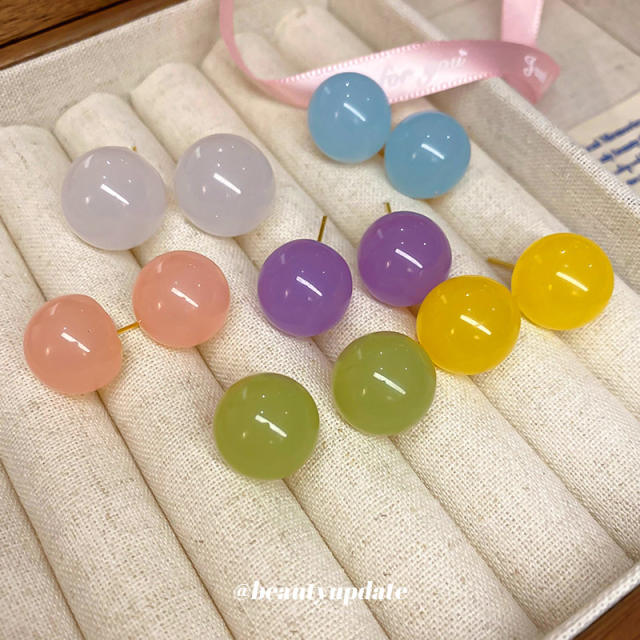 925 needle spring summer cute candy ball studs earrings