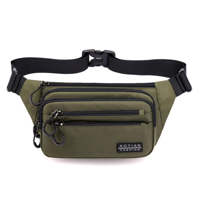 Concise waterproof multi layer funny pack waist bag for men