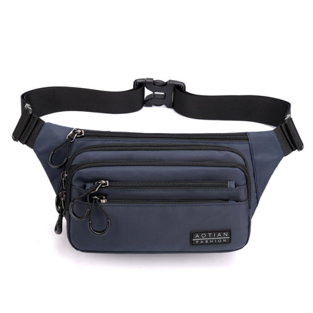 Concise waterproof multi layer funny pack waist bag for men