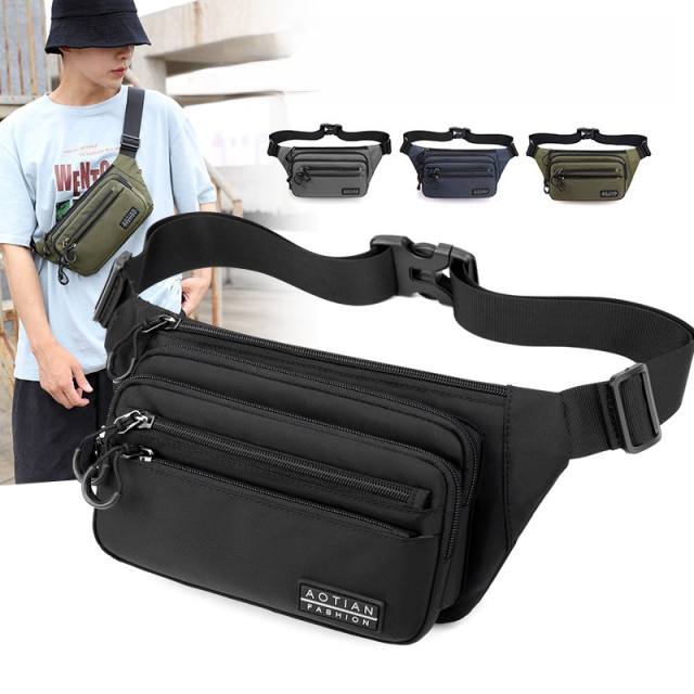 Concise waterproof multi layer funny pack waist bag for men