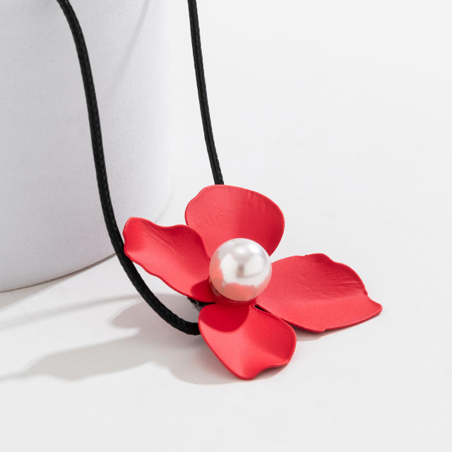 Summer colorful enamel flower choker necklace