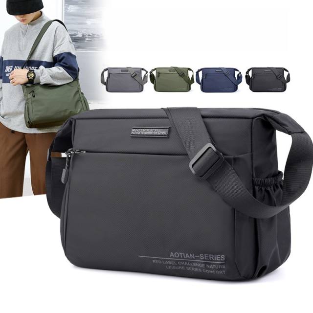 Korean fashion plain color large capacity crossbody bag for men
