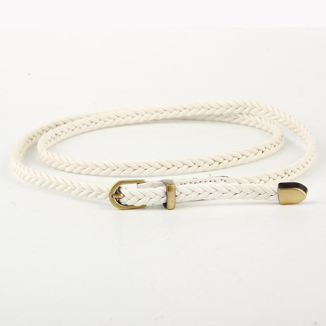Vintage casual dress skinny knot belt for women