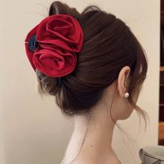 Large size elegant rose flower hair claw clips