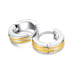 Colorful striped pattern stainless steel huggie earrings for men