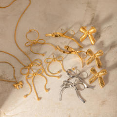 Hot sale bow series stainless steel necklace earrings set