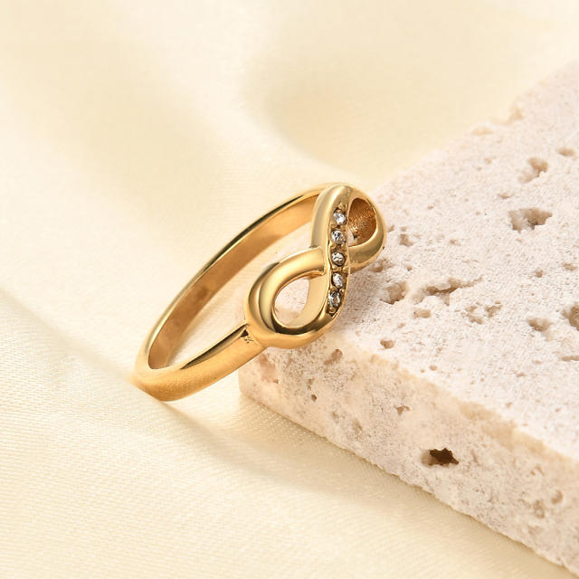 Korean fashion diamond infinity symbol stainless steel rings