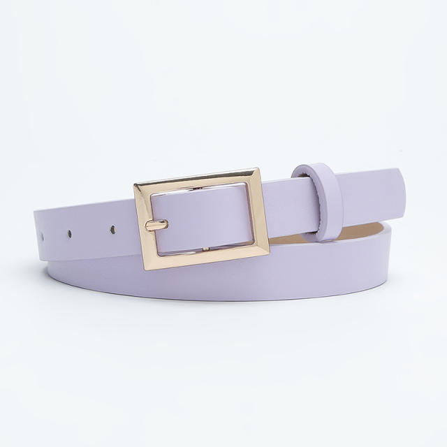 Easy match square shape buckle colorful PU belt