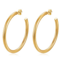 18KG simple big hoop stainless steel earrings