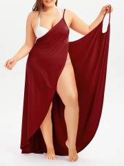 Hot sale plus size one piece wrap dress beach dress
