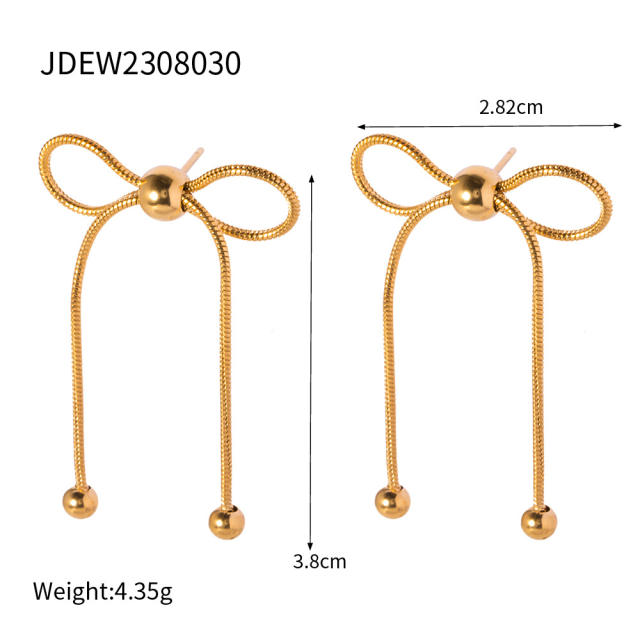 Hot sale bow series stainless steel necklace earrings set