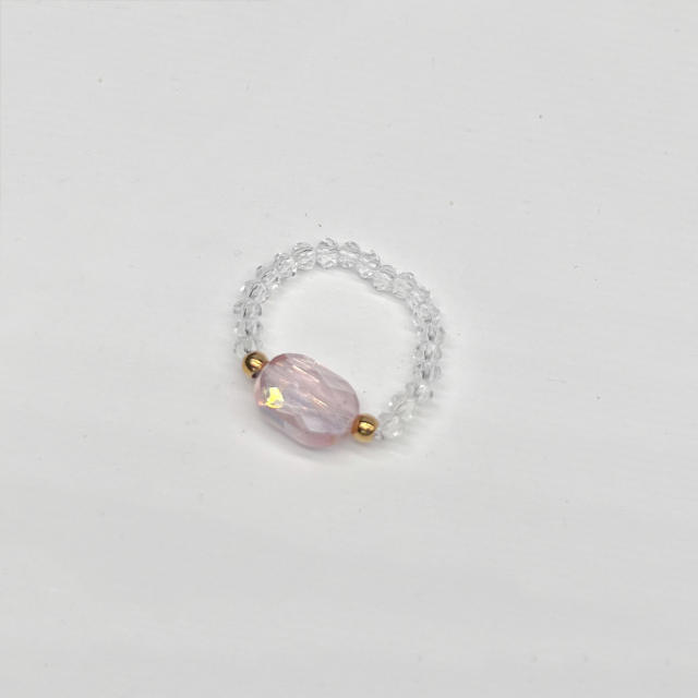 ins spring summer colorful crystal stainless steel beaded elastic rings