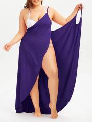 Hot sale plus size one piece wrap dress beach dress