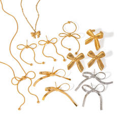 Hot sale bow series stainless steel necklace earrings set