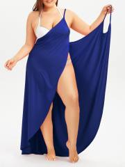Hot sale plus size one piece wrap dress beach dress