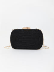 Spring summer colorful string braid pattern box clutch bag evening bag