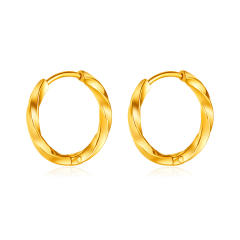 Simple twisted small hoop stainless steel earrings