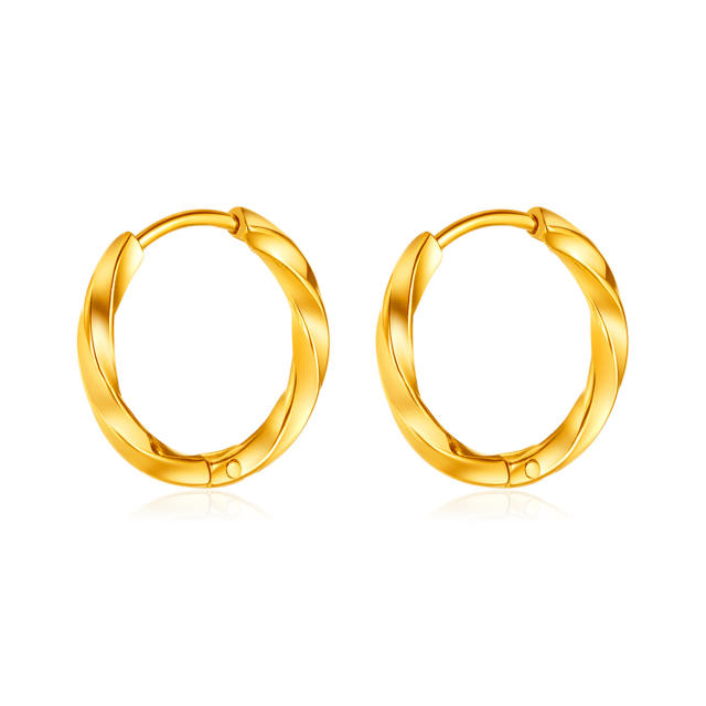 Simple twisted small hoop stainless steel earrings
