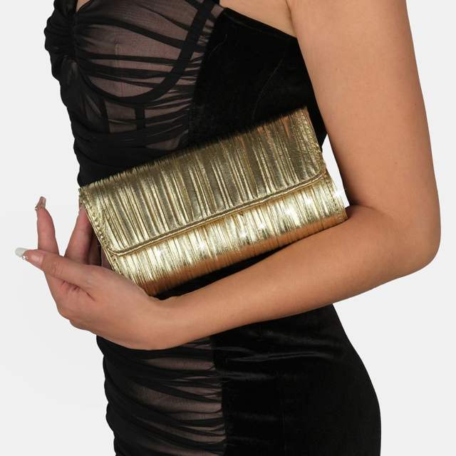 MINI fold pattern gold silver PU leather women clutch bag