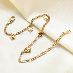 18KG concise heart charm stainless steel bracelet