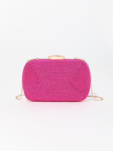 Spring summer colorful string braid pattern box clutch bag evening bag