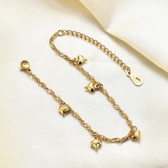 18KG concise heart charm stainless steel bracelet