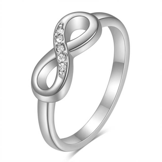 Korean fashion diamond infinity symbol stainless steel rings