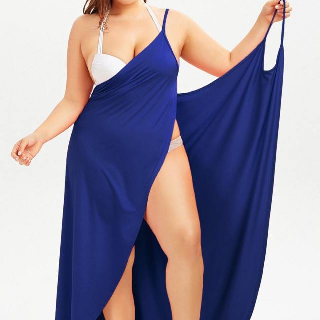 Hot sale plus size one piece wrap dress beach dress