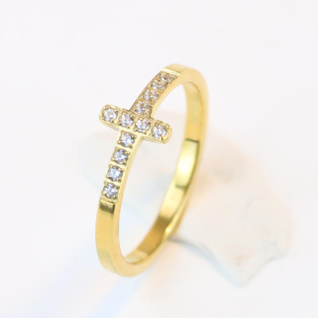 Korean fashion diamond cross stainless steel finger rings