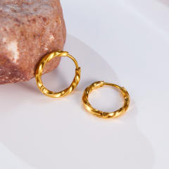 Simple twisted small hoop stainless steel earrings