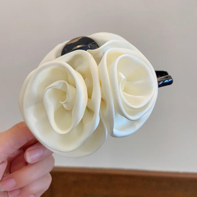 Large size elegant rose flower hair claw clips