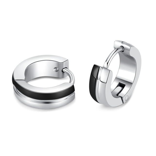 Punk trend chic stainless steel huggie earrings for men