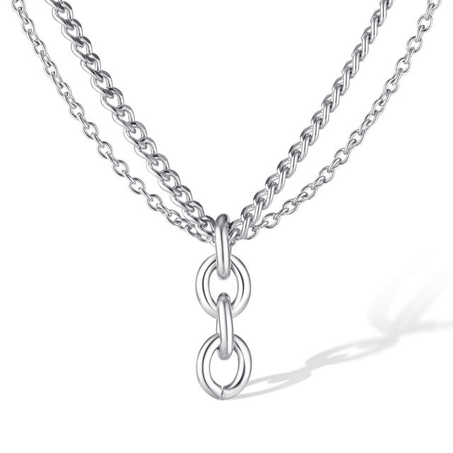 Creative circle to circle stainless steel chain necklace