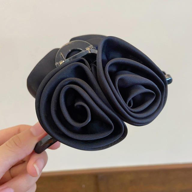 Large size elegant rose flower hair claw clips