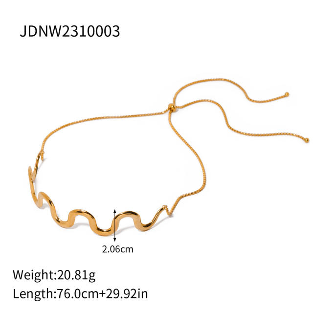 18KG wave pattern simple stainless steel choker necklace bracelet collection